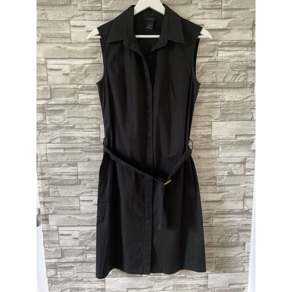 The Limited Y2K Style Belted Preppy Collared Buttoned Knee Length Fitted Dress